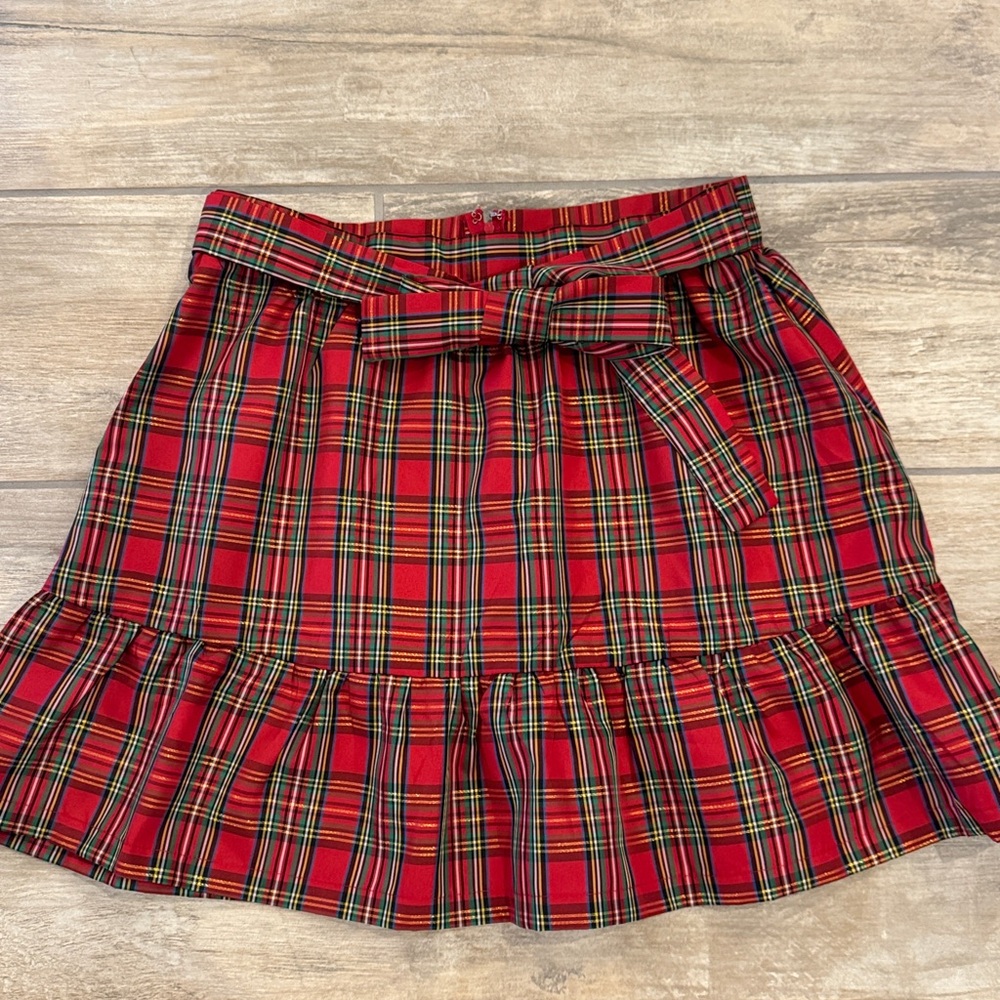 NWT holiday Plaid Red Women's Skirt party cocktail size large